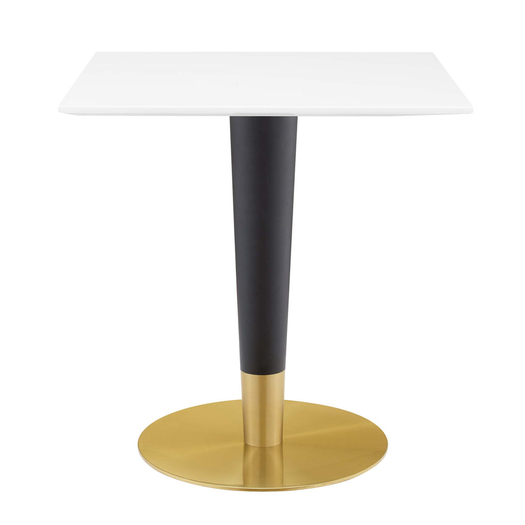 Zinque 28" Square Dining Table - Gold White