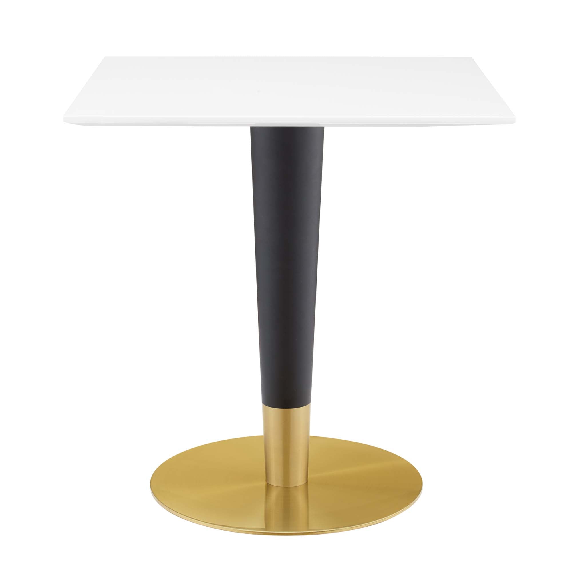 Zinque 28" Square Dining Table - Gold White