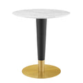 Zinque 28" Artificial Marble Dining Table - Gold White