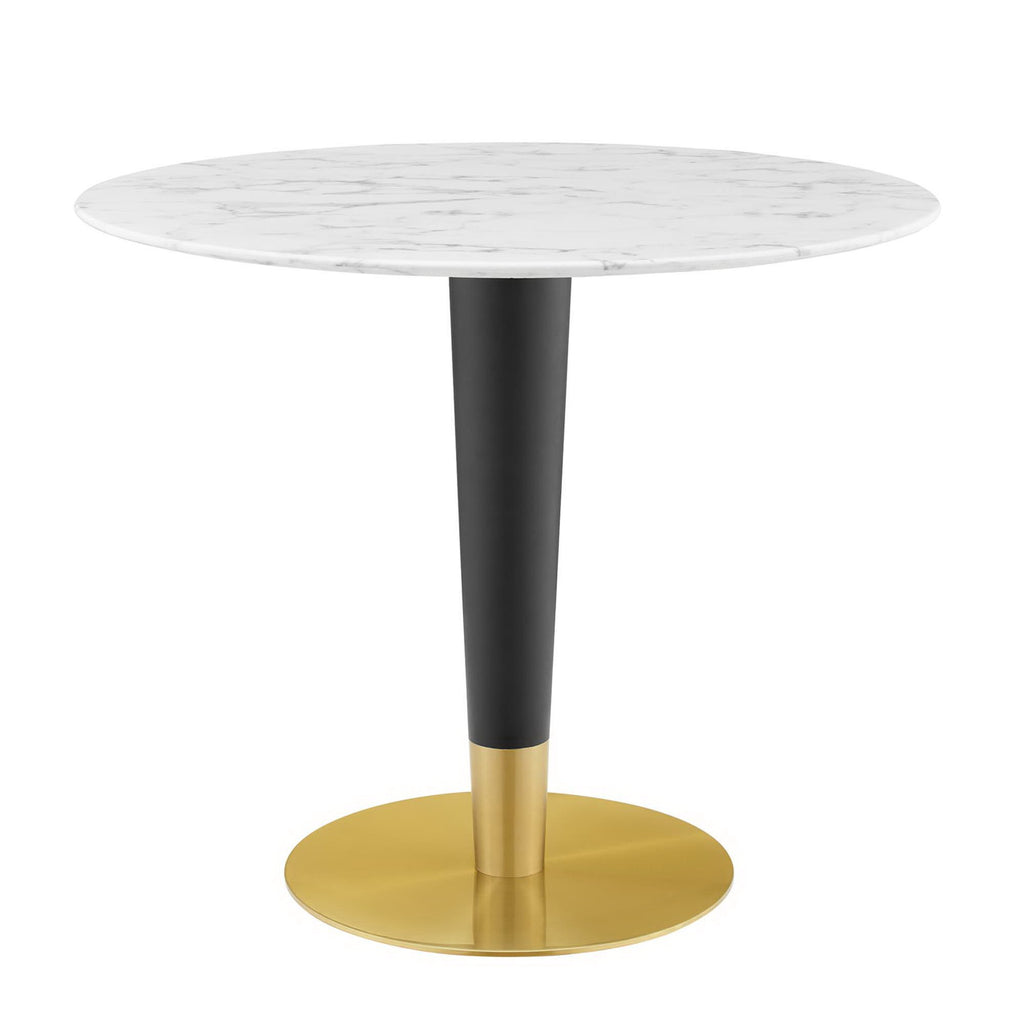Zinque 36" Artificial Marble Dining Table - Gold White