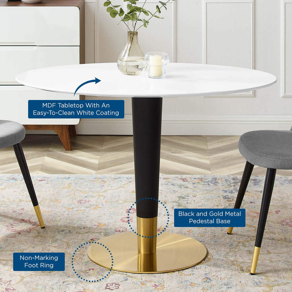 Zinque 42" Oval Dining Table - Gold White