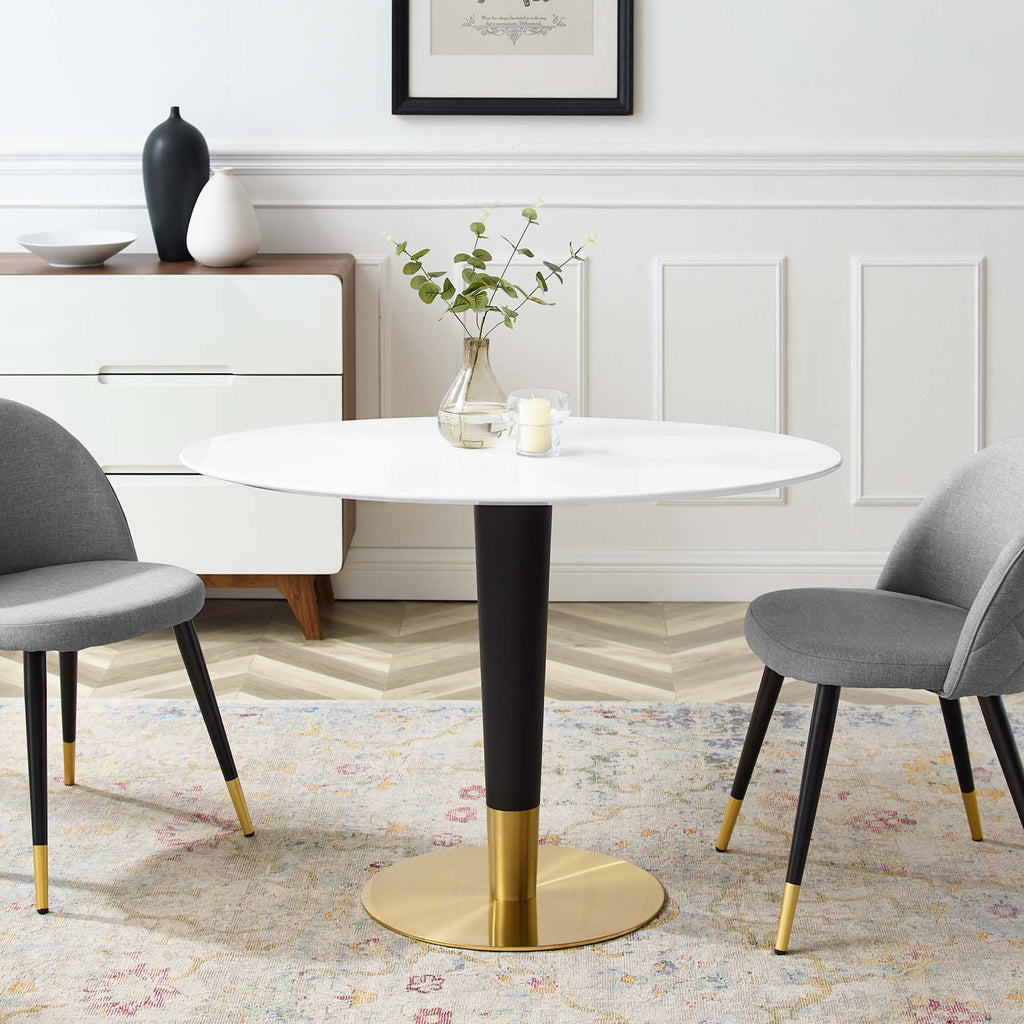 Zinque 42" Oval Dining Table - Gold White