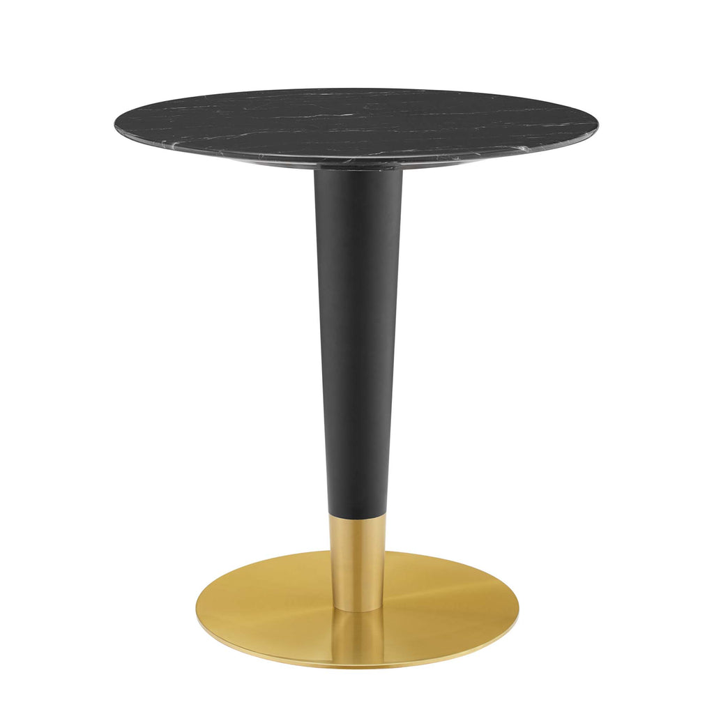 Zinque 28" Artificial Marble Dining Table - Gold Black