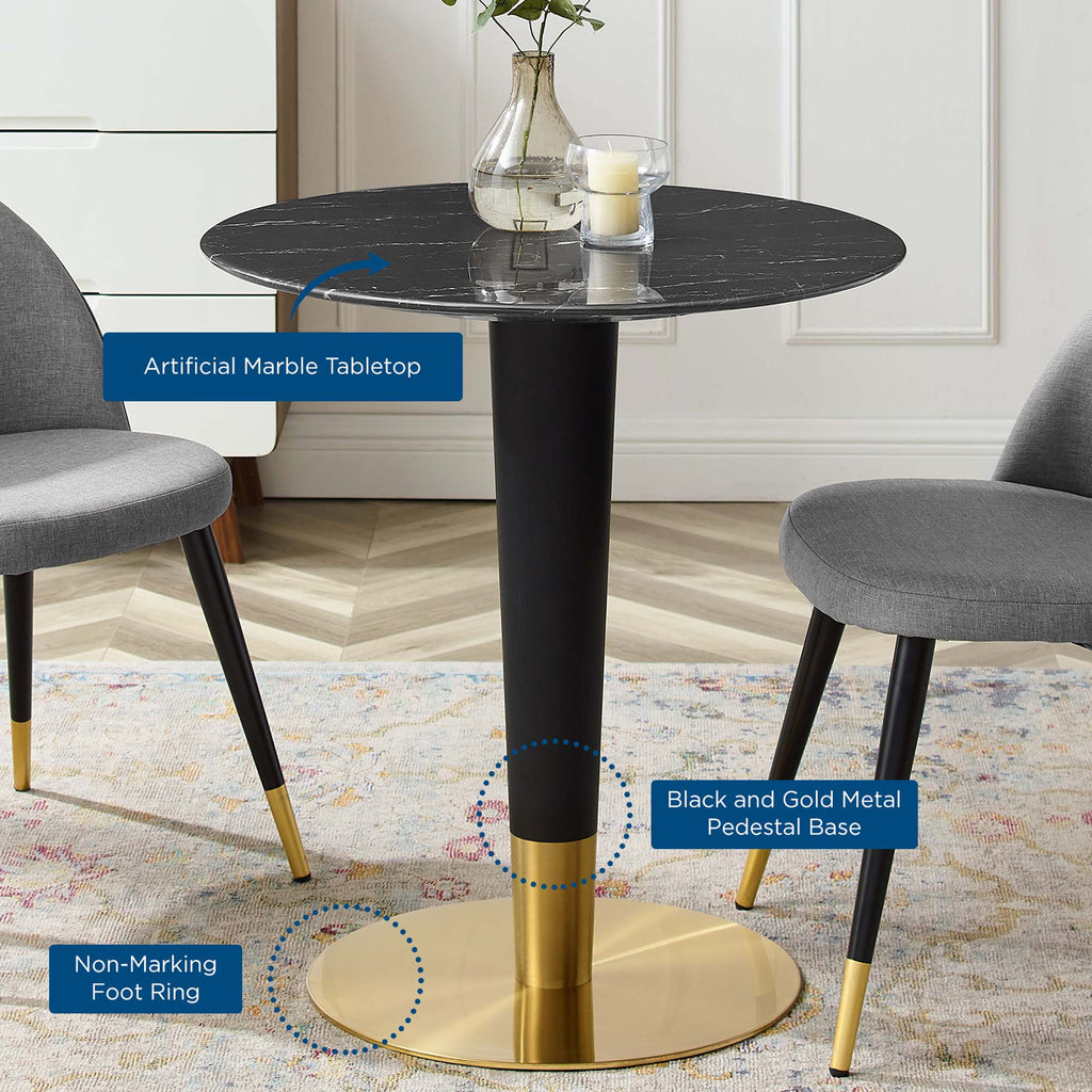 Zinque 28" Artificial Marble Dining Table - Gold Black