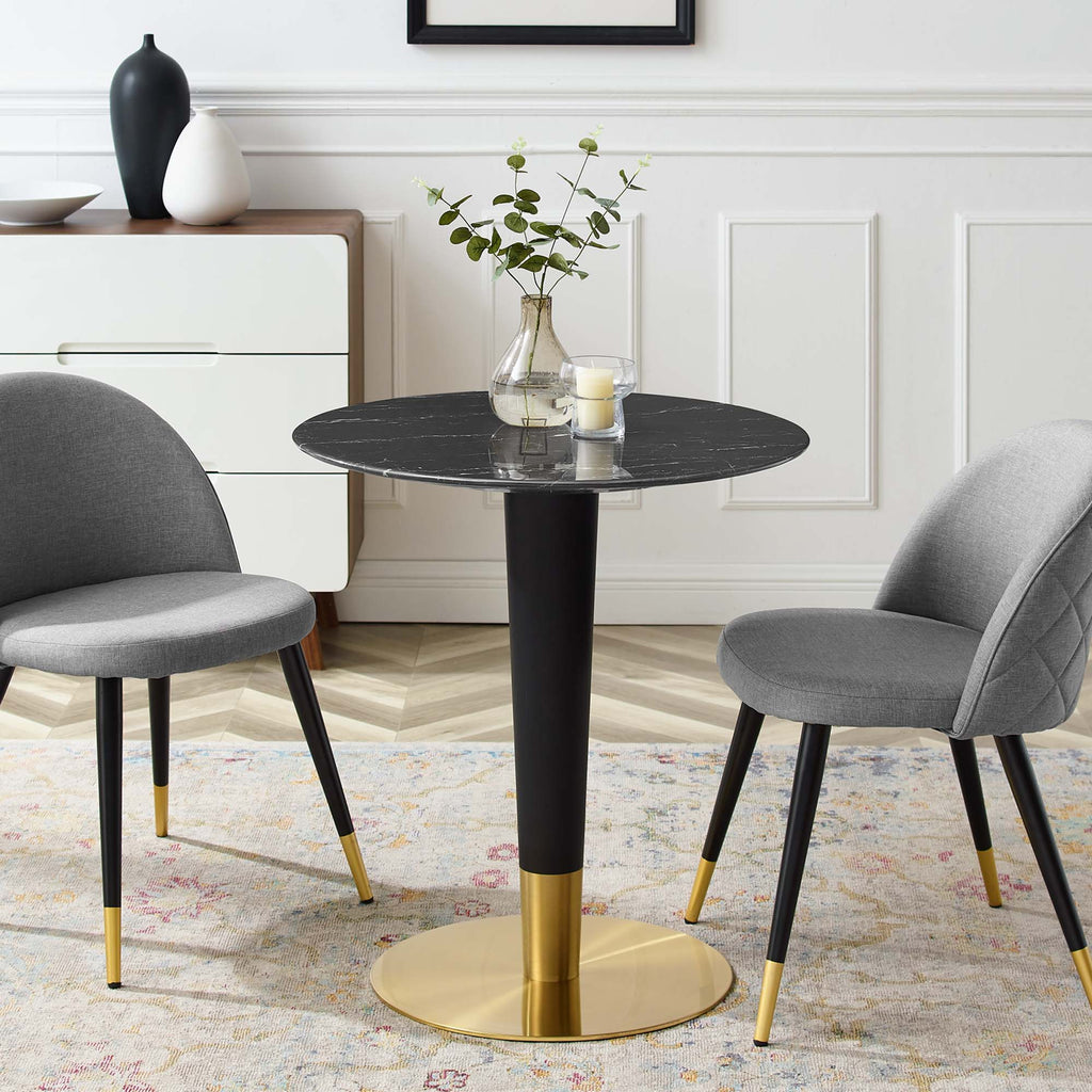 Zinque 28" Artificial Marble Dining Table - Gold Black