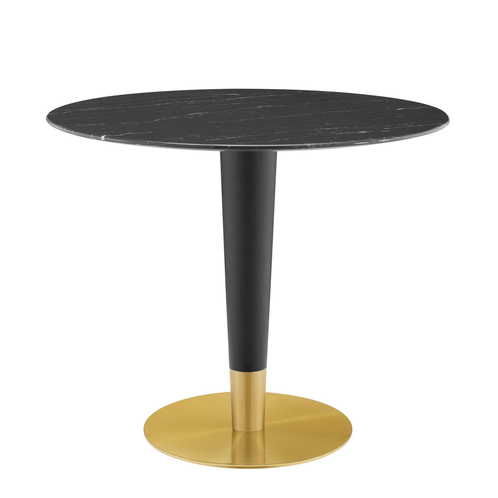 Zinque 36" Artificial Marble Dining Table - Gold Black