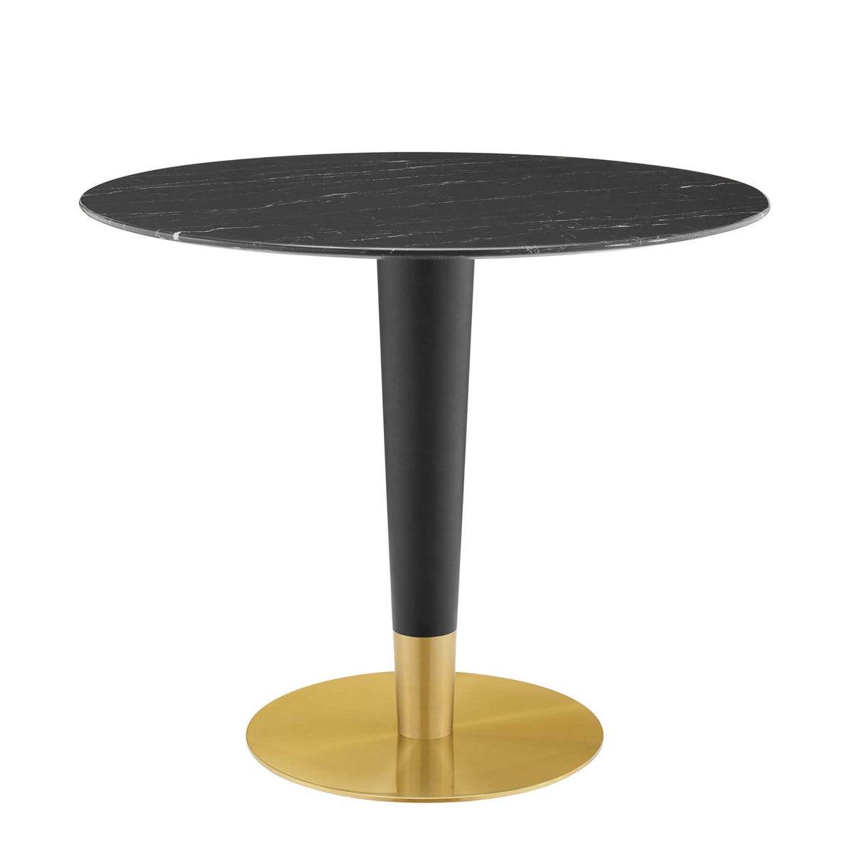 Zinque 36" Artificial Marble Dining Table - Gold Black