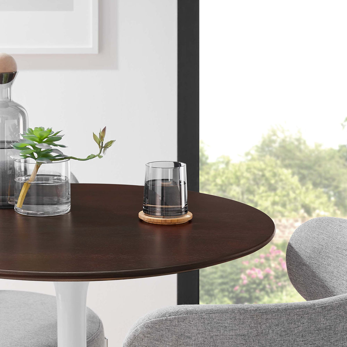 Lippa 28" Round Wood Dining Table - White Cherry Walnut