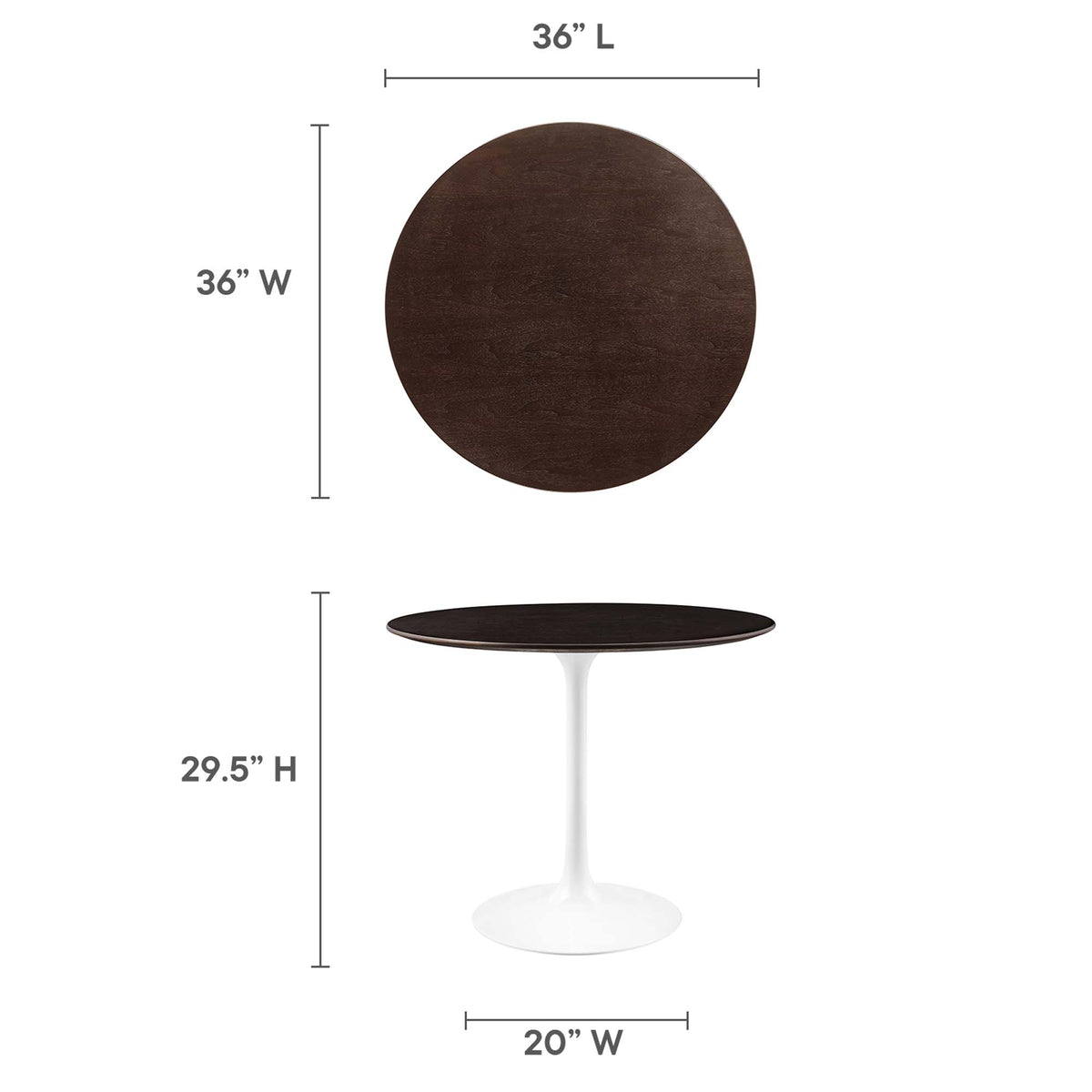 Lippa 36" Round Wood Dining Table - White Cherry Walnut