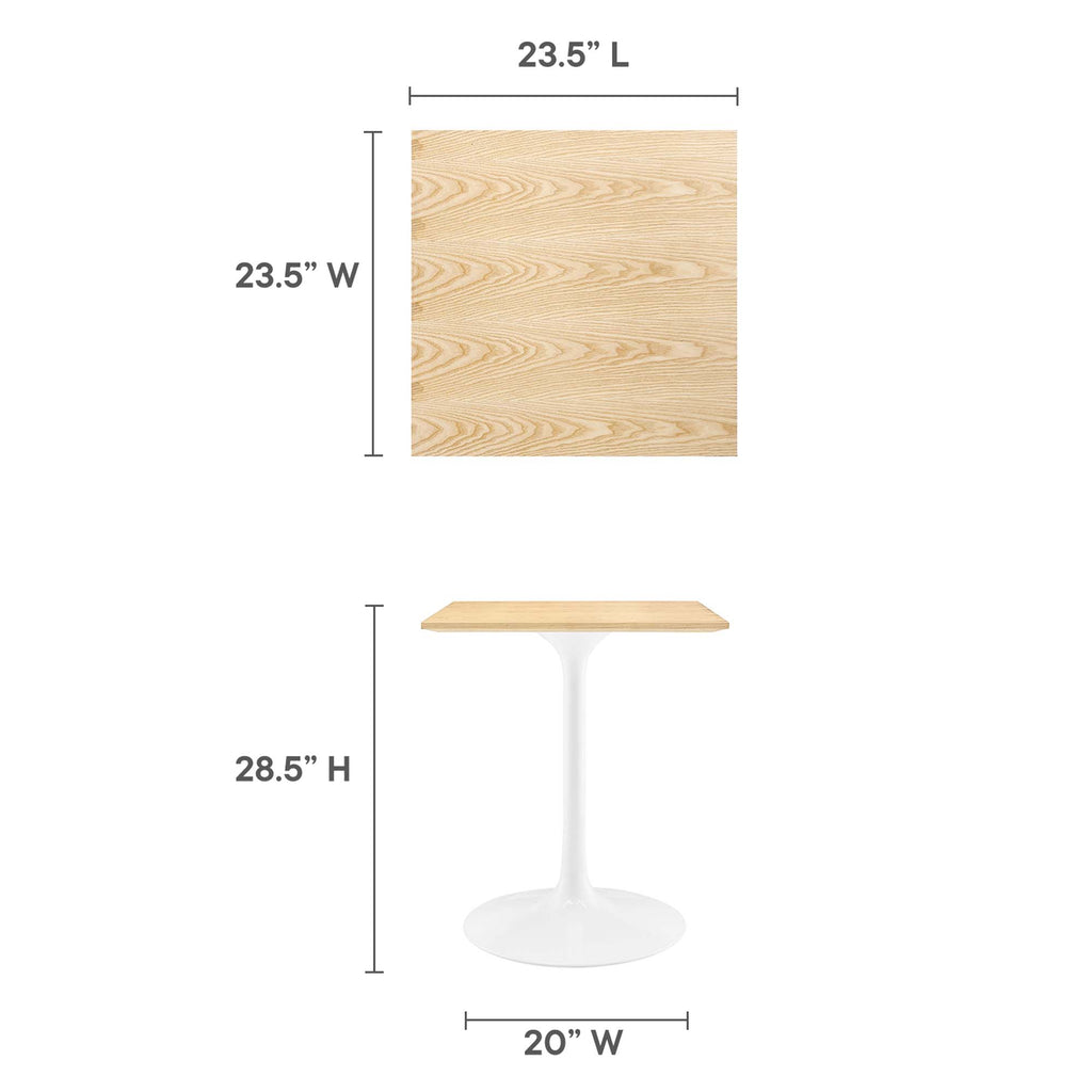 Lippa 24" Square Wood Dining Table - White Natural
