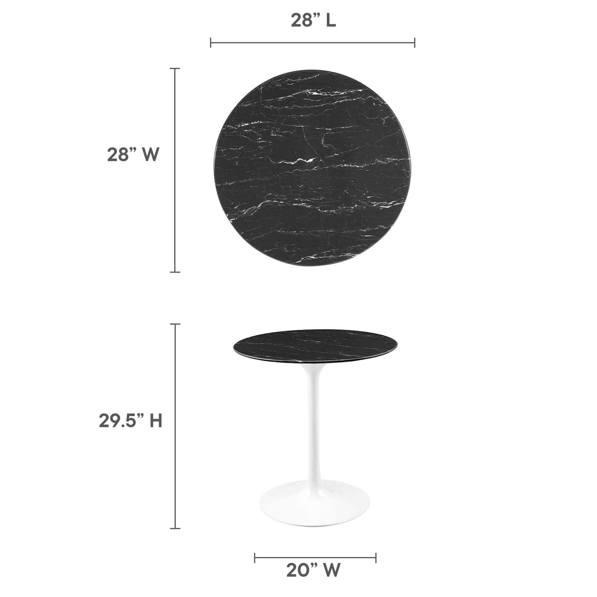 Lippa 28" Round Faux Marble Dining Table - White Black