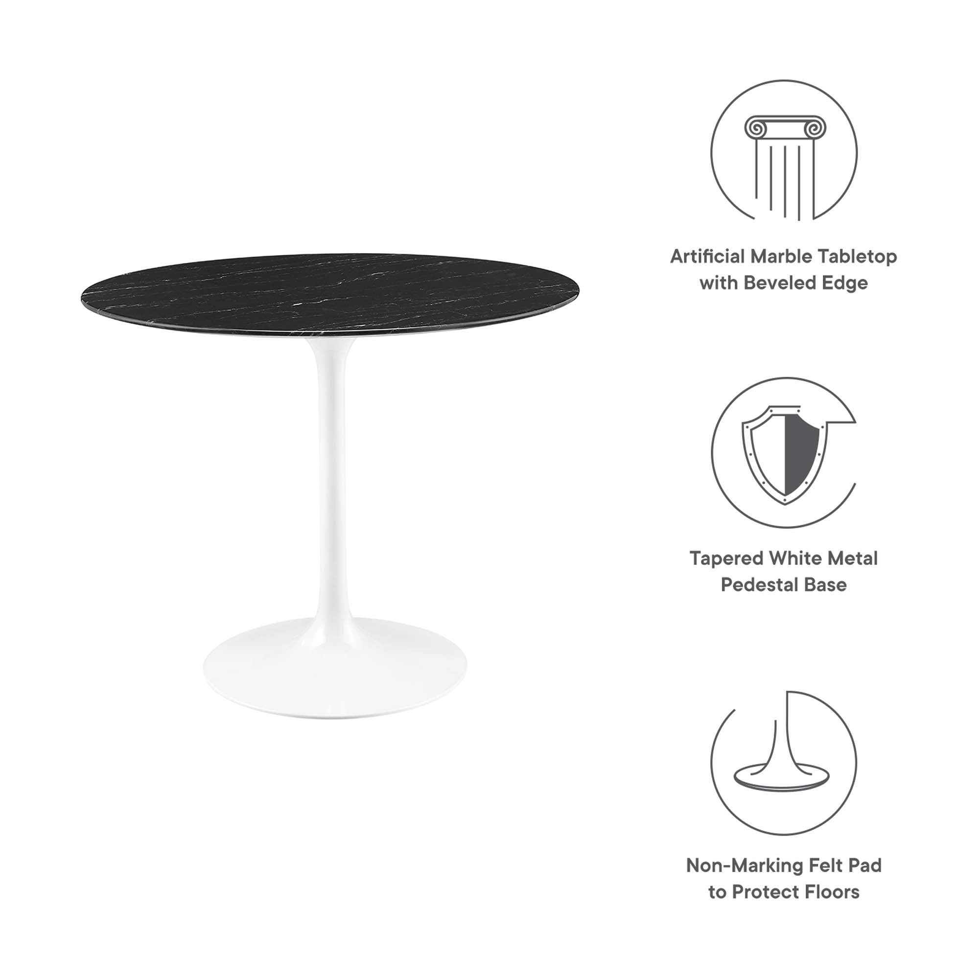 Lippa 36" Round Faux Marble Dining Table - White Black