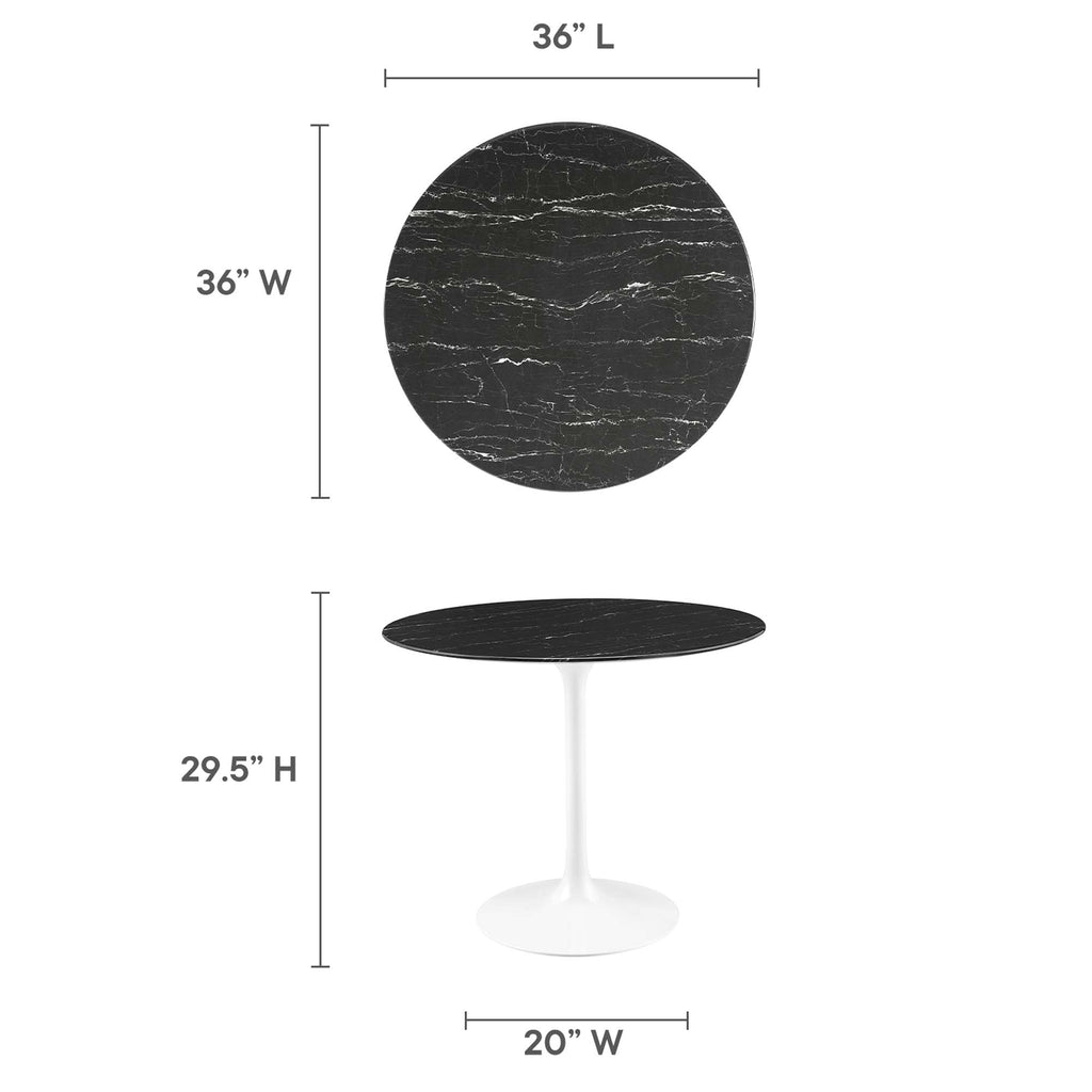 Lippa 36" Round Faux Marble Dining Table - White Black