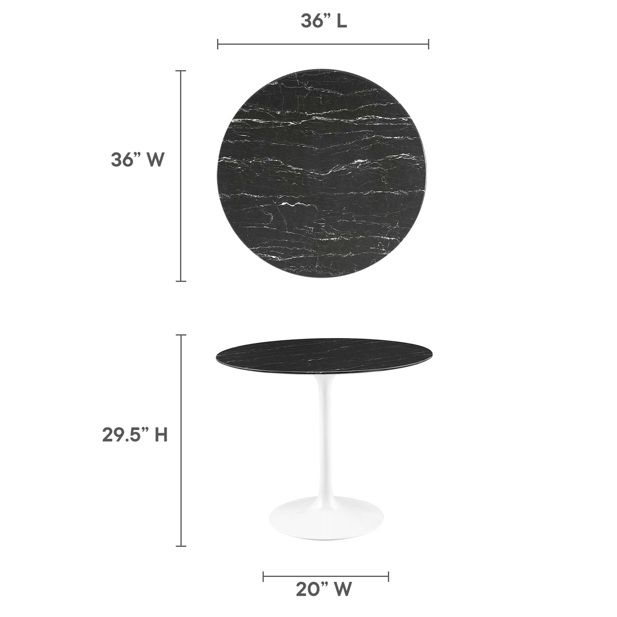 Lippa 36" Round Faux Marble Dining Table - White Black