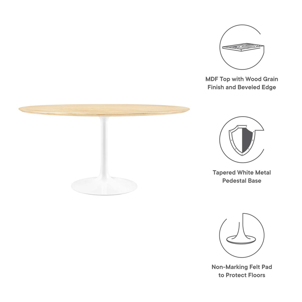 Lippa 60" Round Wood Dining Table - White Natural