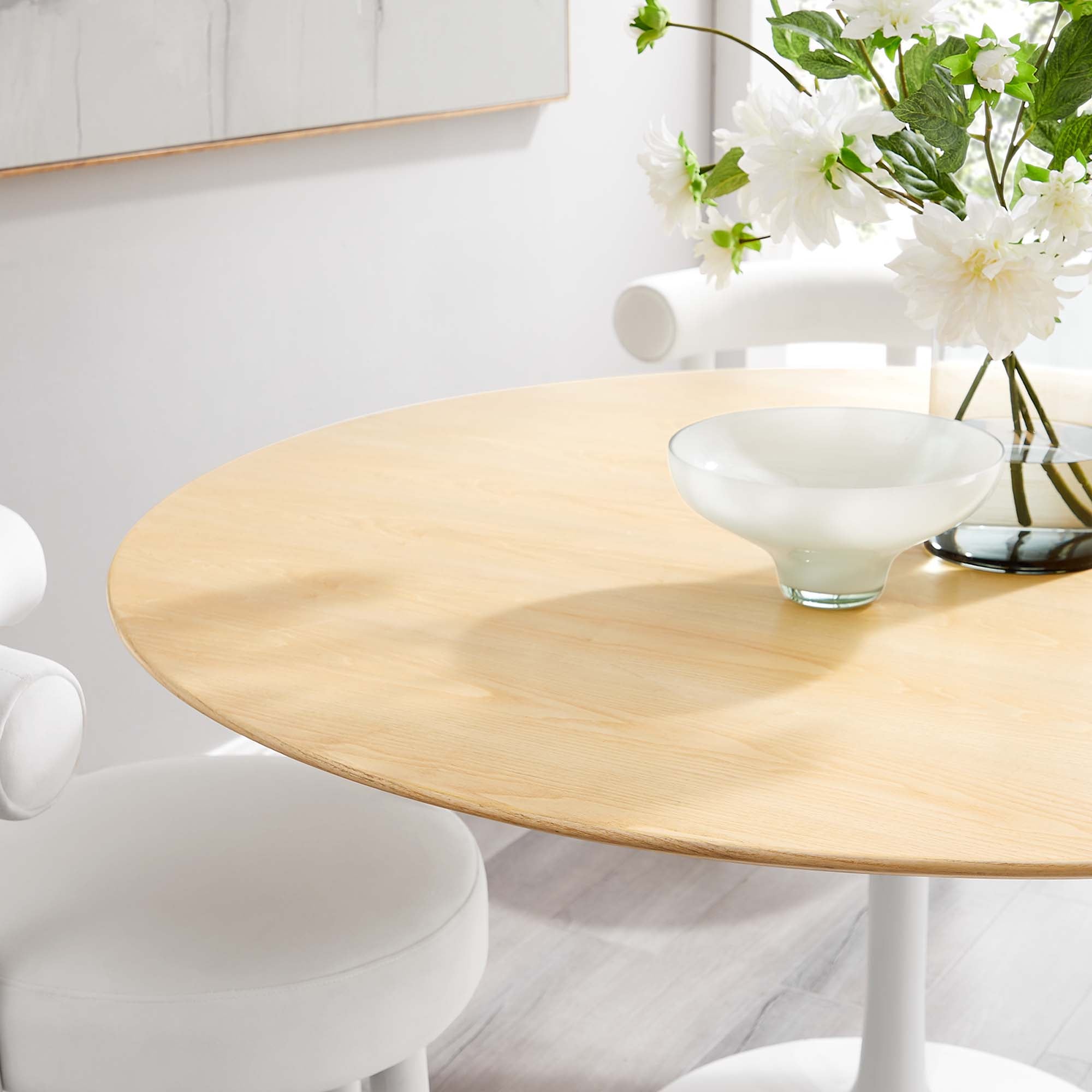 Lippa 60" Round Wood Dining Table - White Natural
