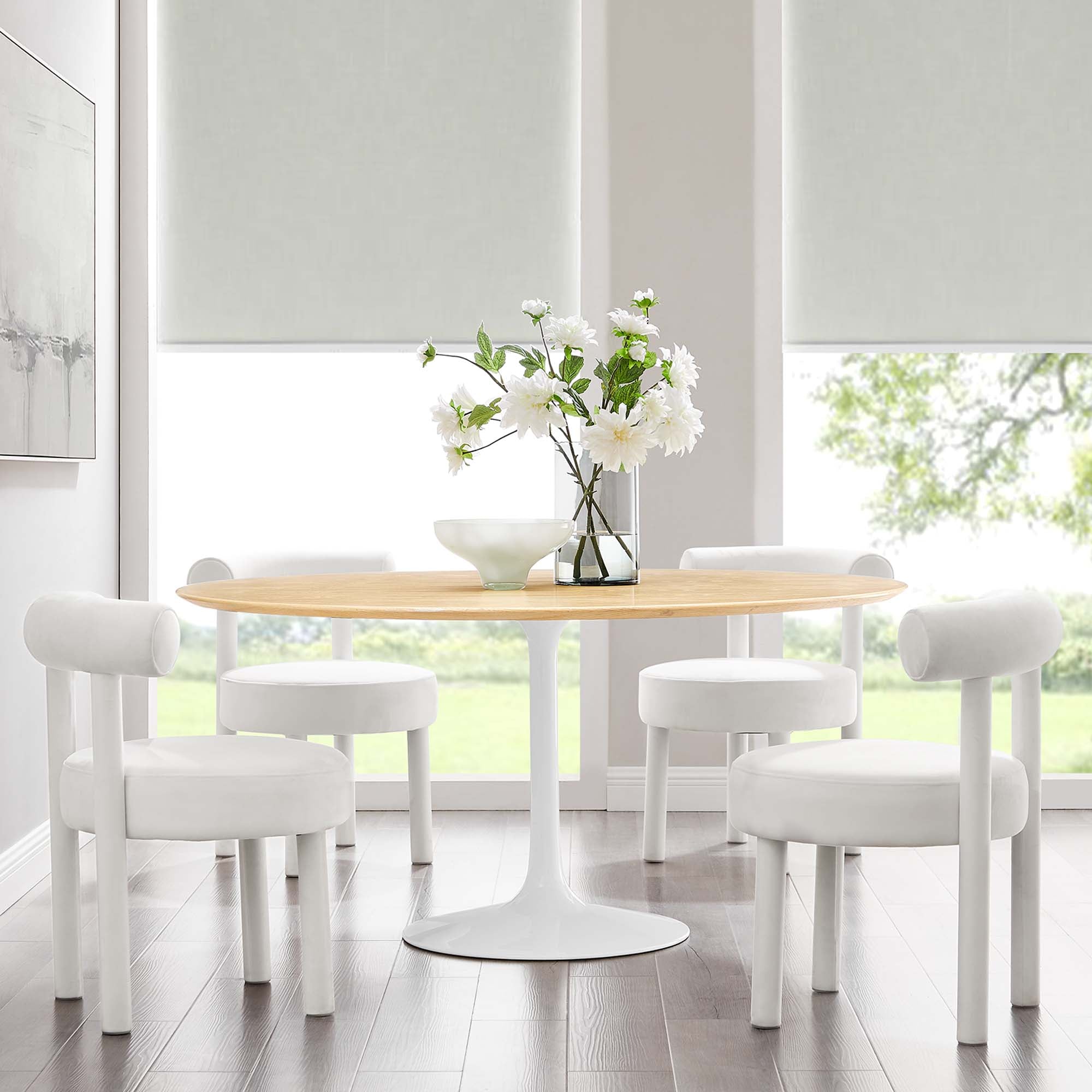 Lippa 60" Round Wood Dining Table - White Natural