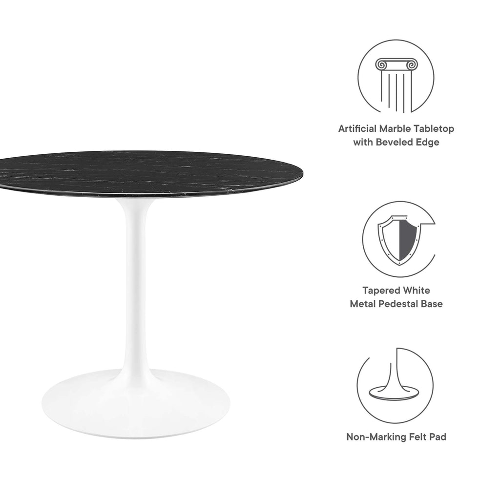 Lippa 40" Round Faux Marble Dining Table - White Black