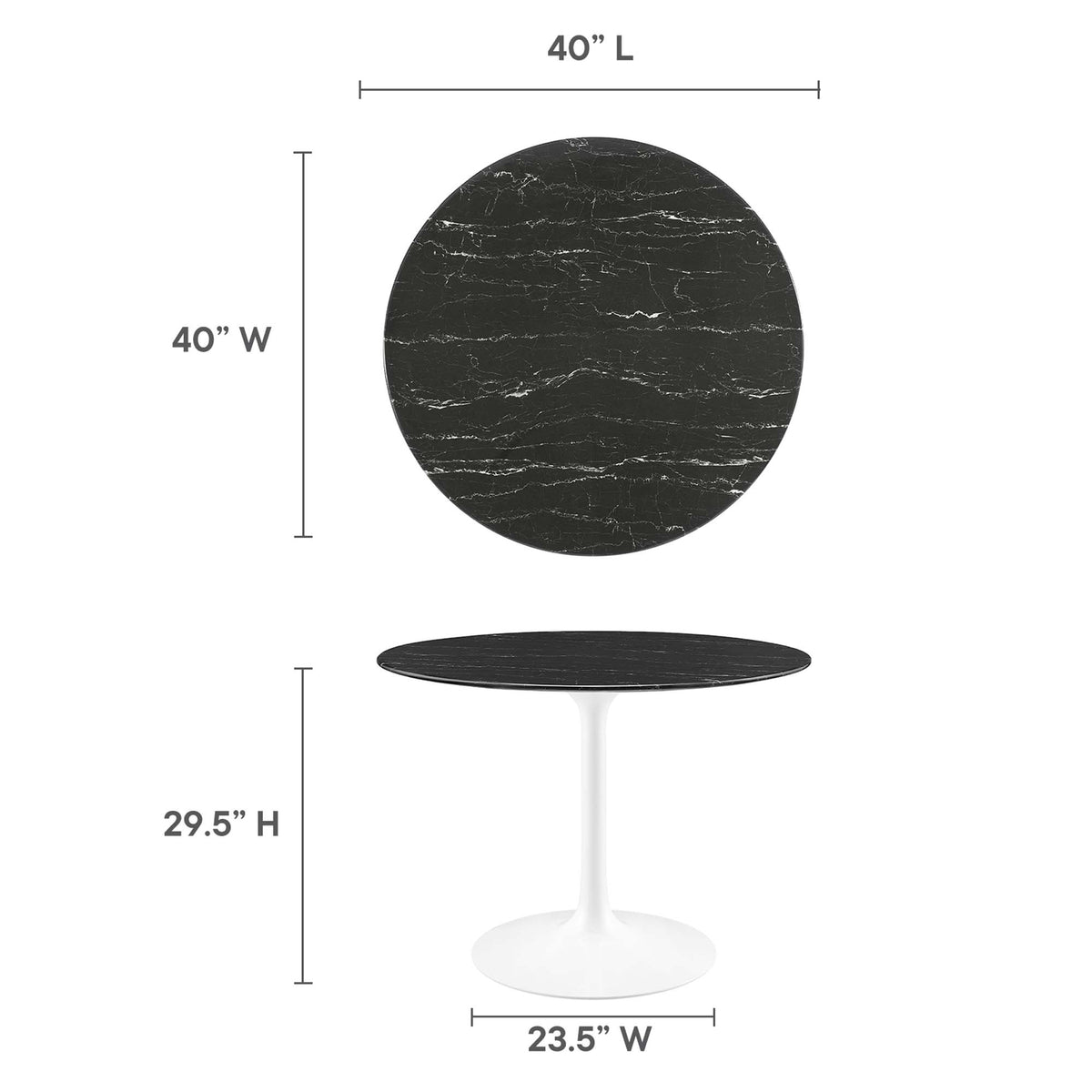 Lippa 40" Round Faux Marble Dining Table - White Black
