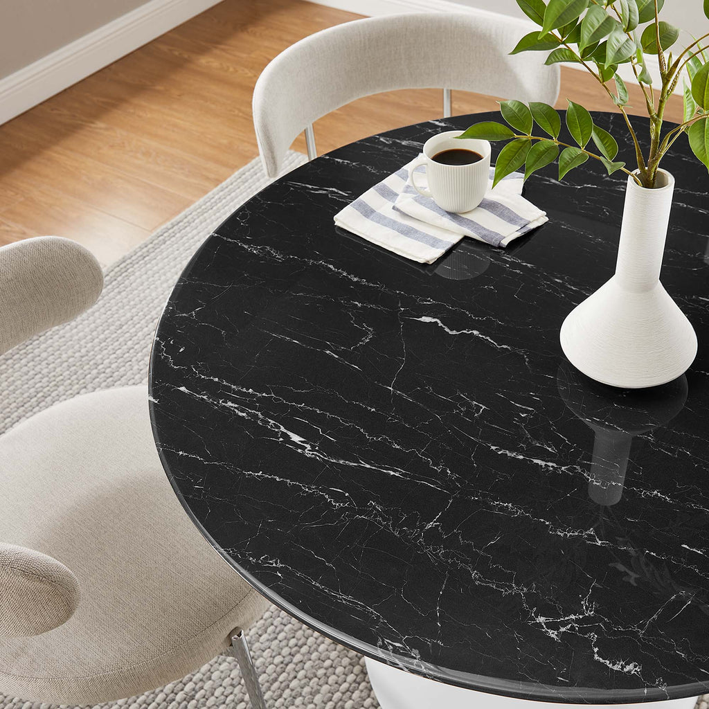 Lippa 40" Round Faux Marble Dining Table - White Black