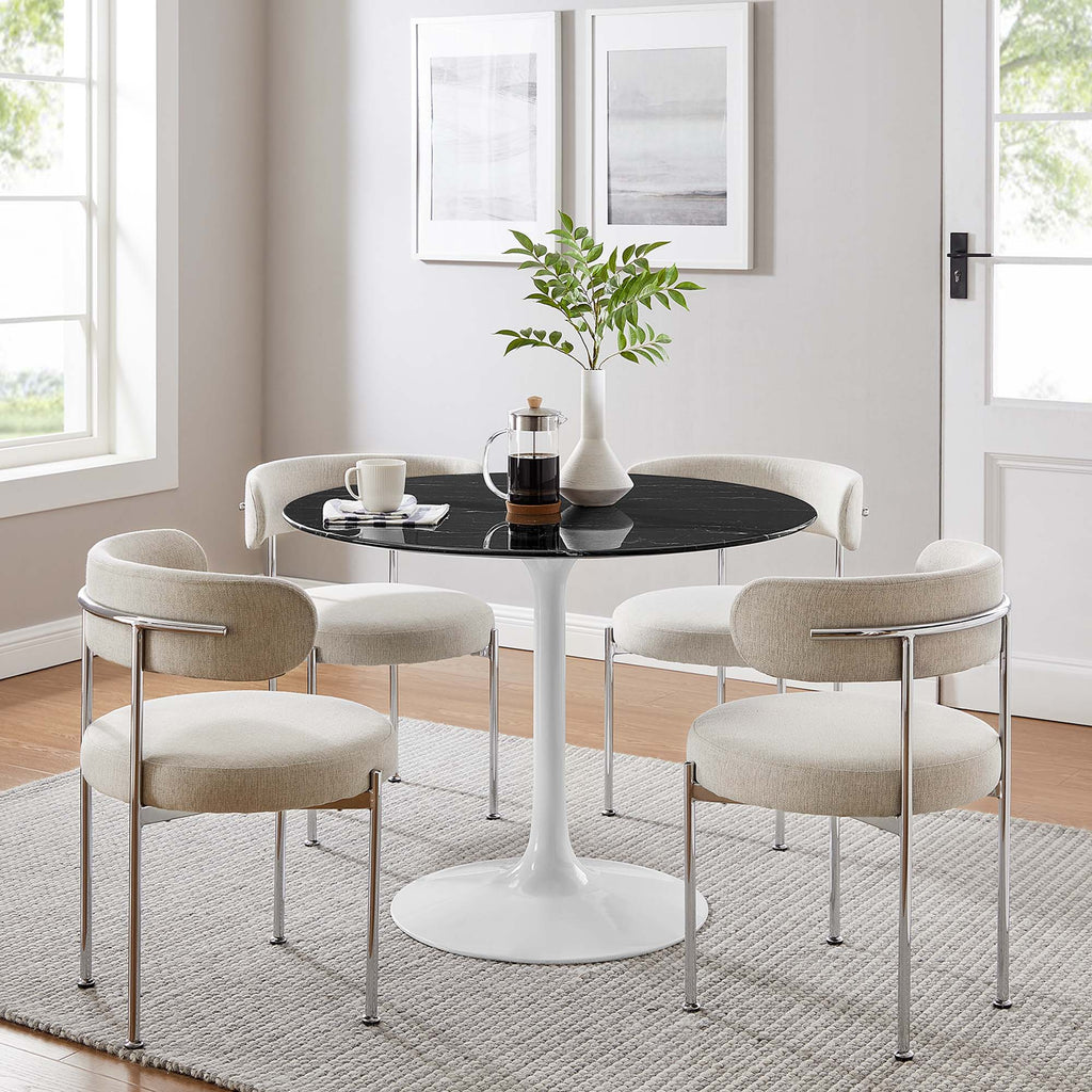 Lippa 40" Round Faux Marble Dining Table - White Black