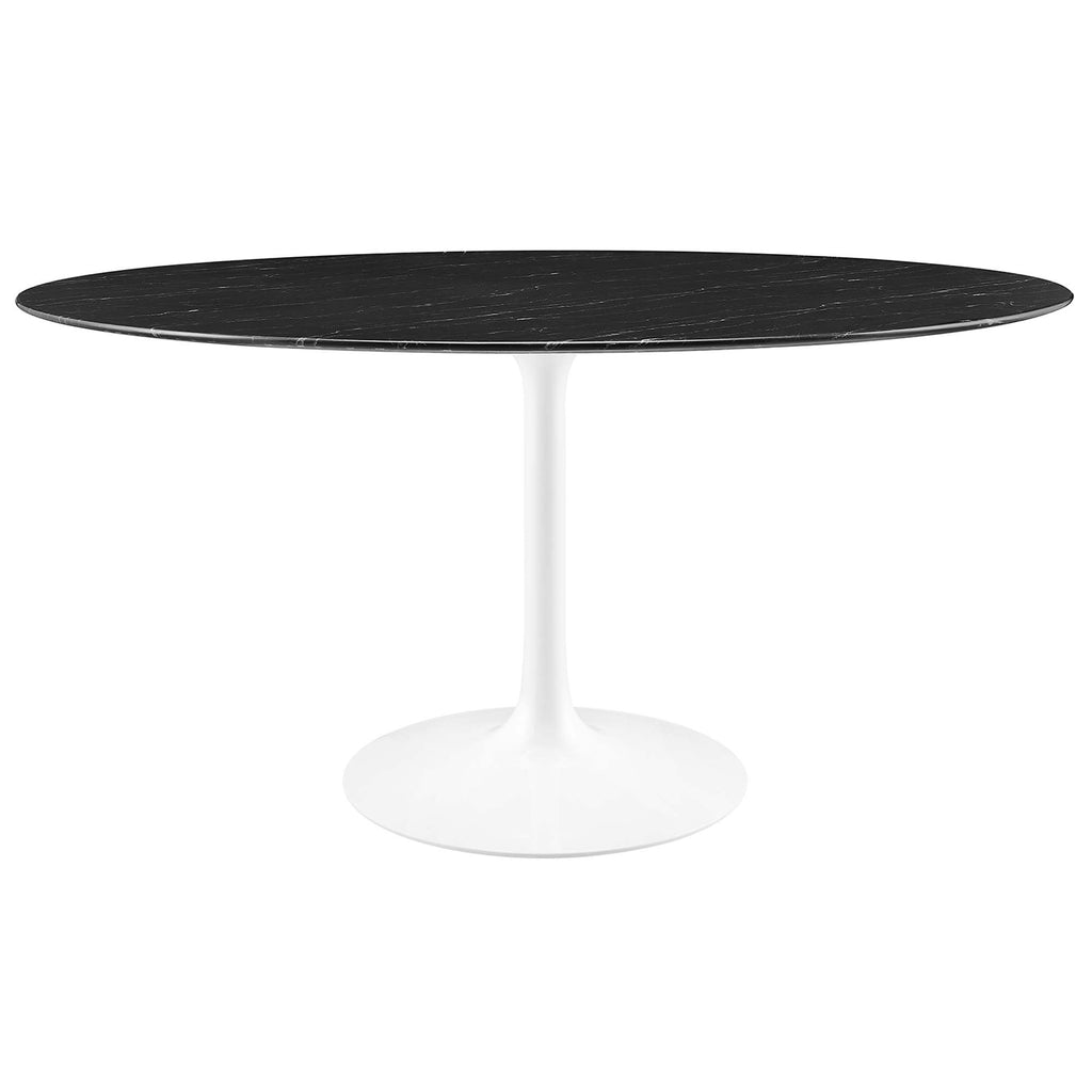 Lippa 60" Round Faux Marble Dining Table - White Black