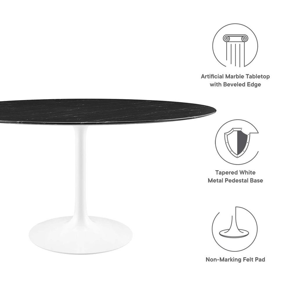 Lippa 60" Round Faux Marble Dining Table - White Black