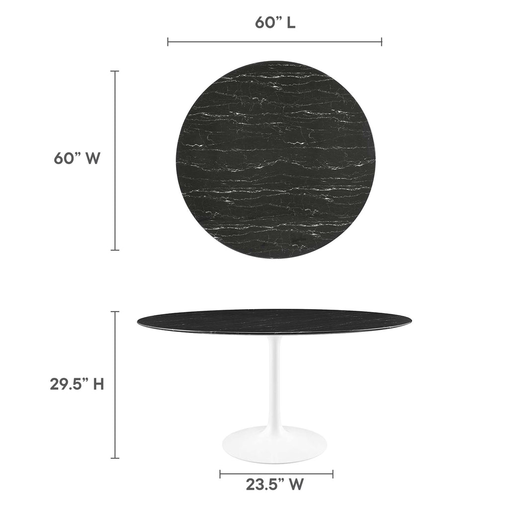 Lippa 60" Round Faux Marble Dining Table - White Black