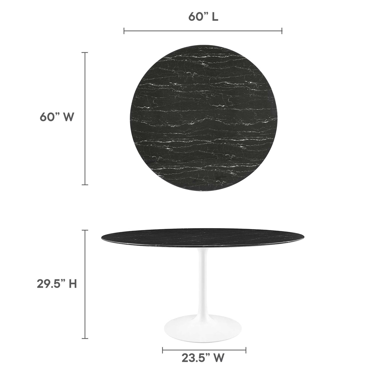 Lippa 60" Round Faux Marble Dining Table - White Black