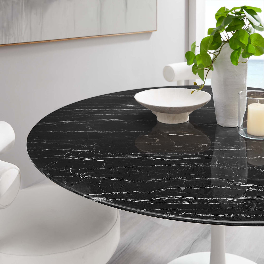 Lippa 60" Round Faux Marble Dining Table - White Black