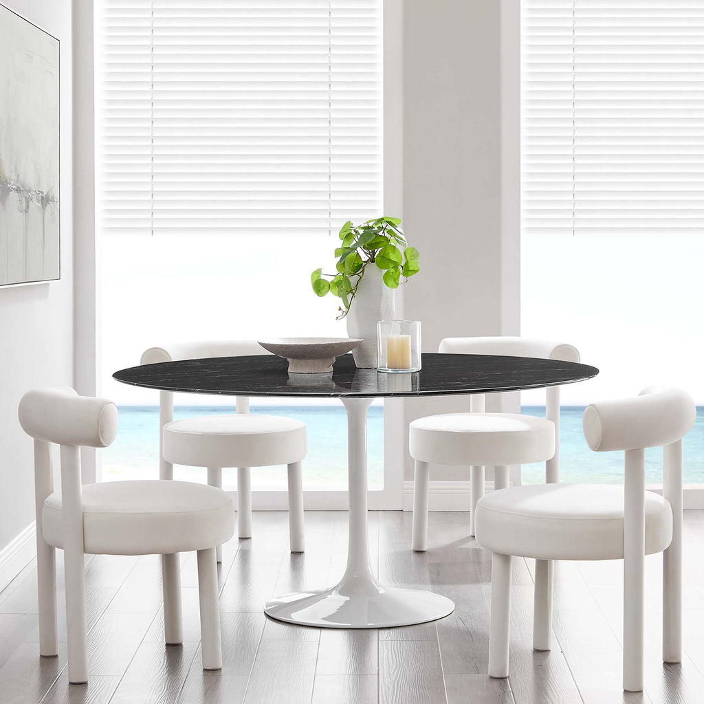 Lippa 60" Round Faux Marble Dining Table - White Black