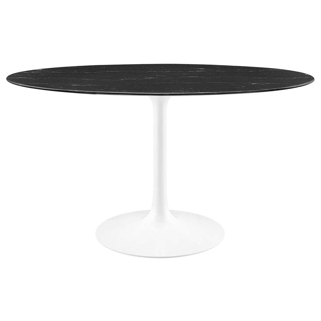 Lippa 54" Oval Faux Marble Dining Table - White Black