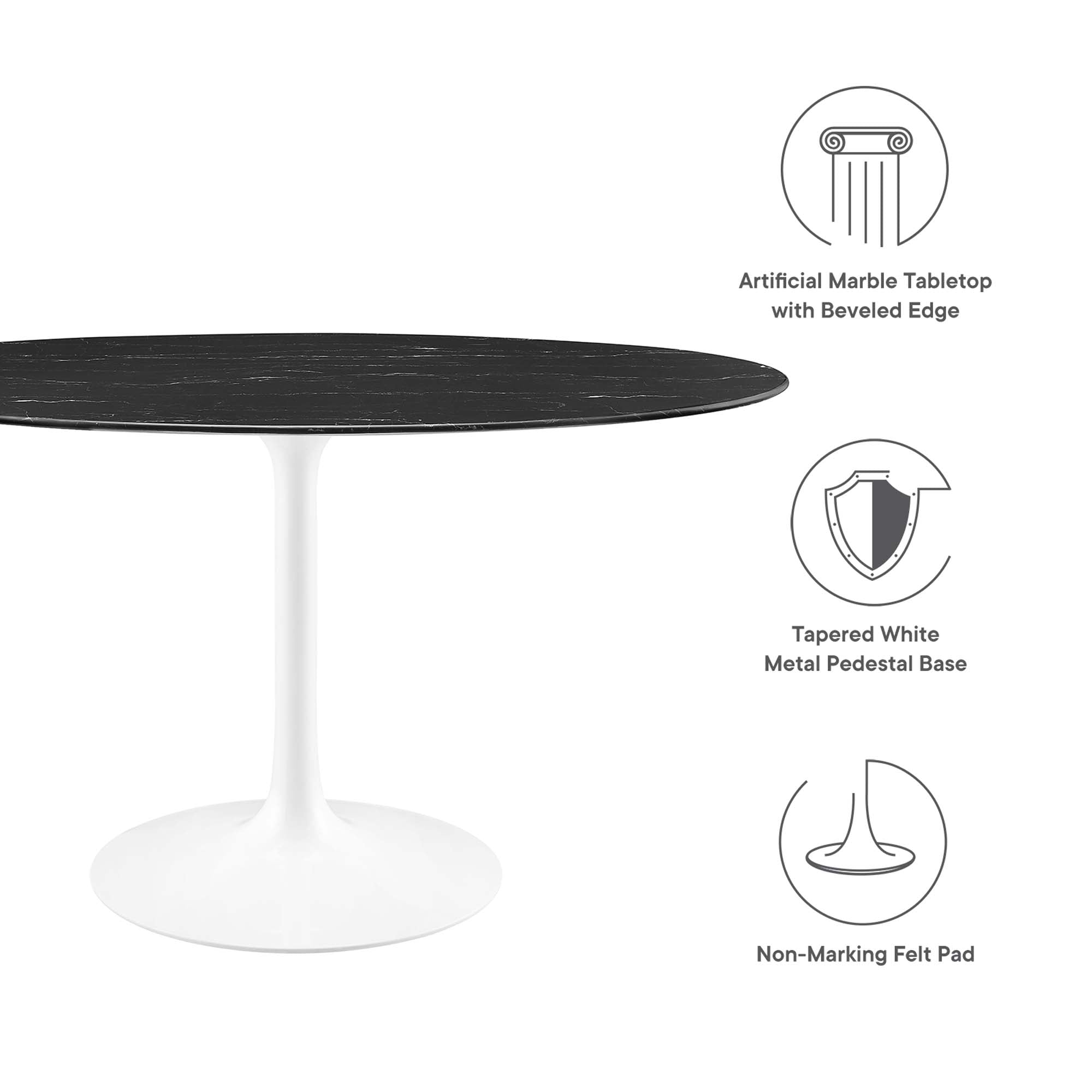 Lippa 54" Oval Faux Marble Dining Table - White Black