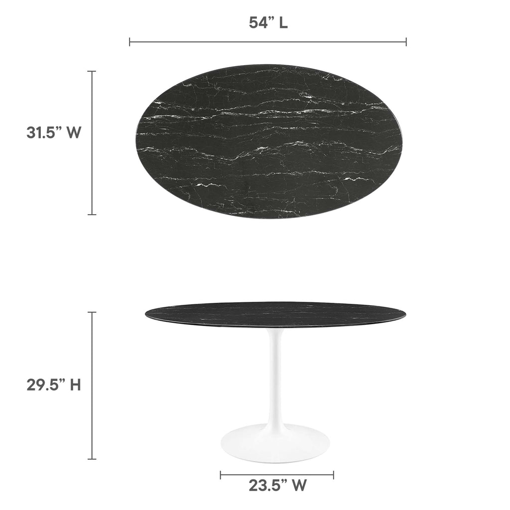 Lippa 54" Oval Faux Marble Dining Table - White Black