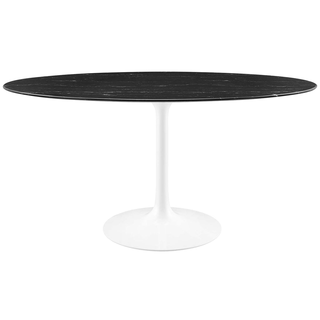 Lippa 60" Oval Faux Marble Dining Table - White Black