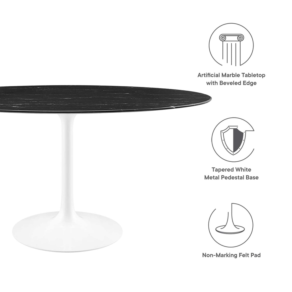 Lippa 60" Oval Faux Marble Dining Table - White Black