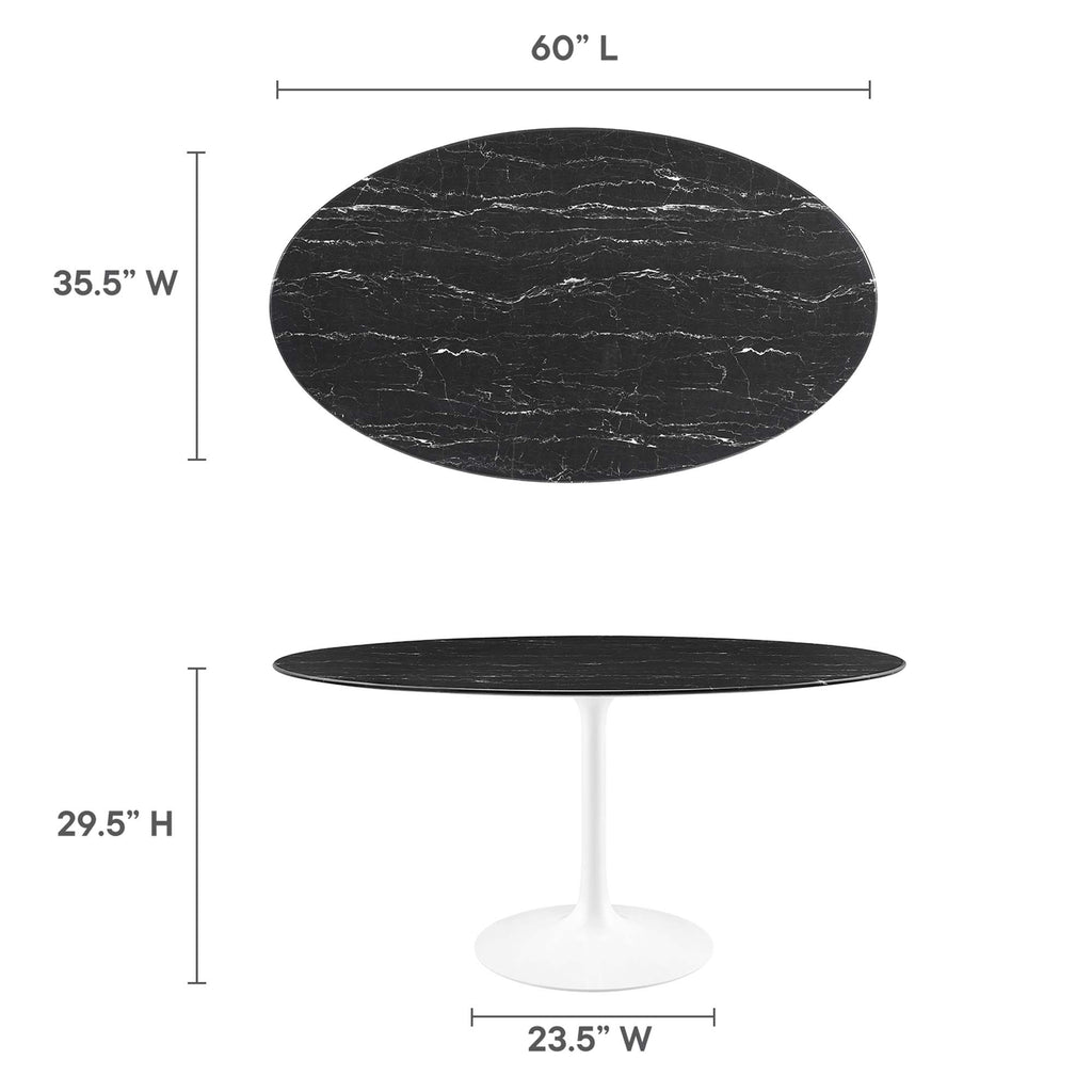 Lippa 60" Oval Faux Marble Dining Table - White Black