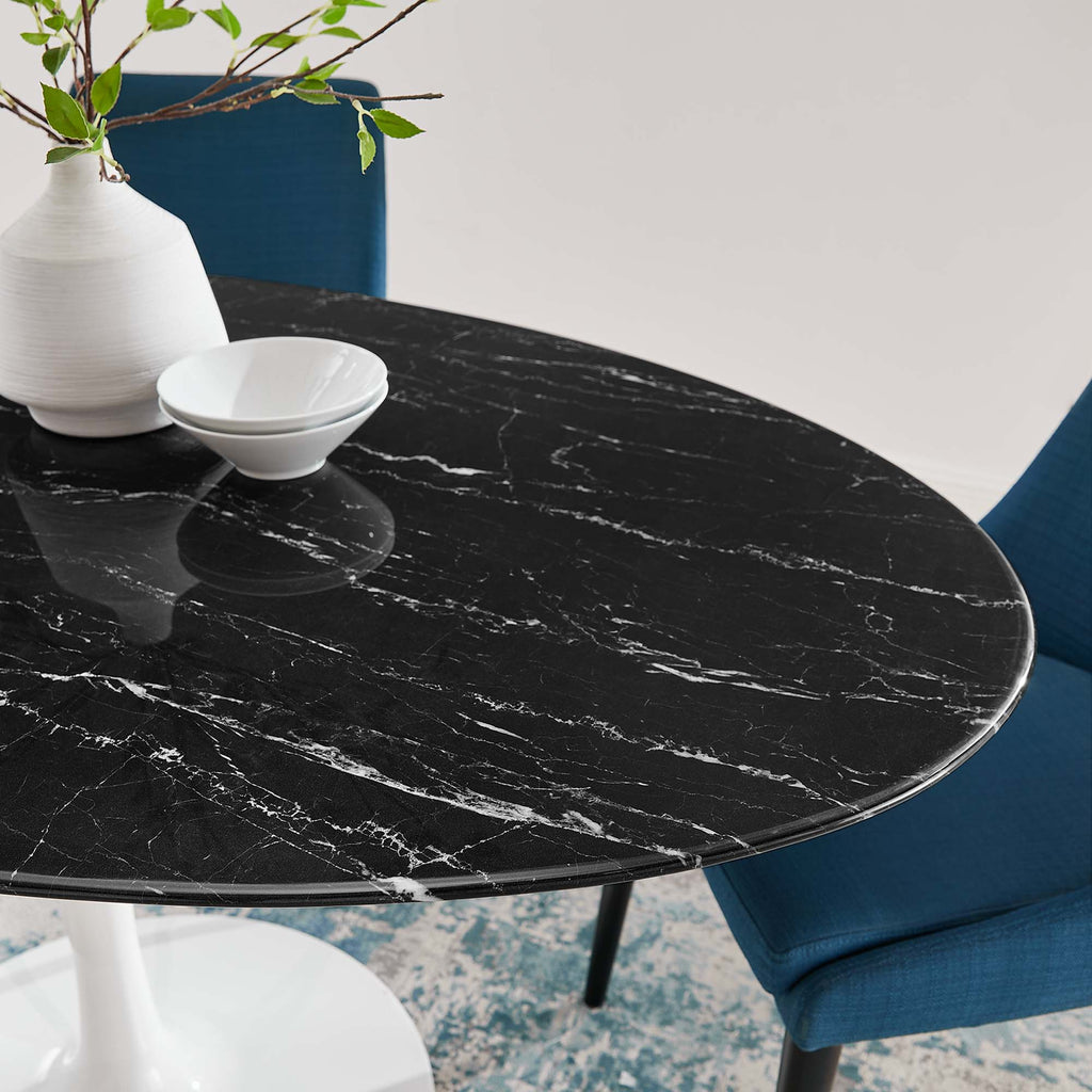 Lippa 60" Oval Faux Marble Dining Table - White Black