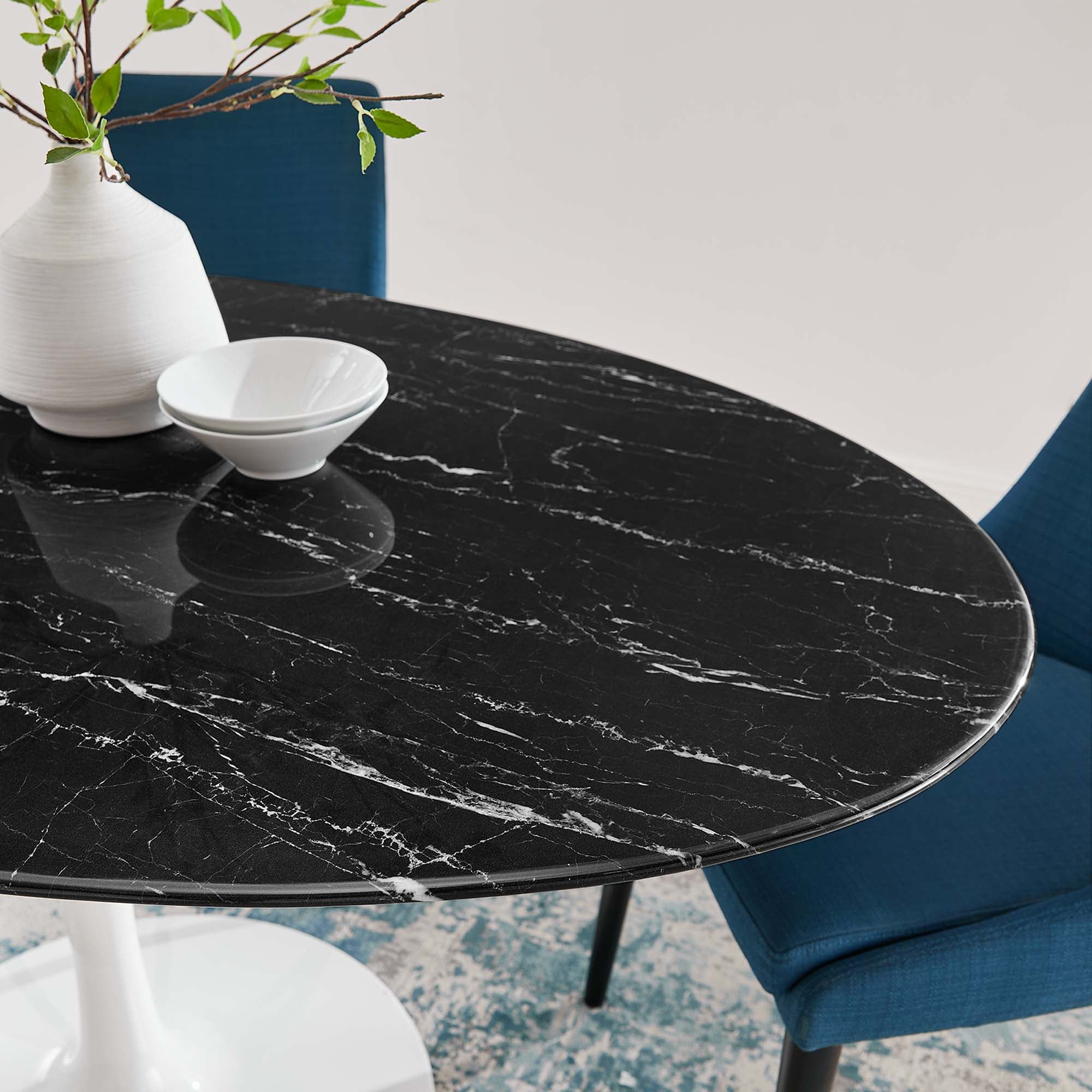 Lippa 60" Oval Faux Marble Dining Table - White Black