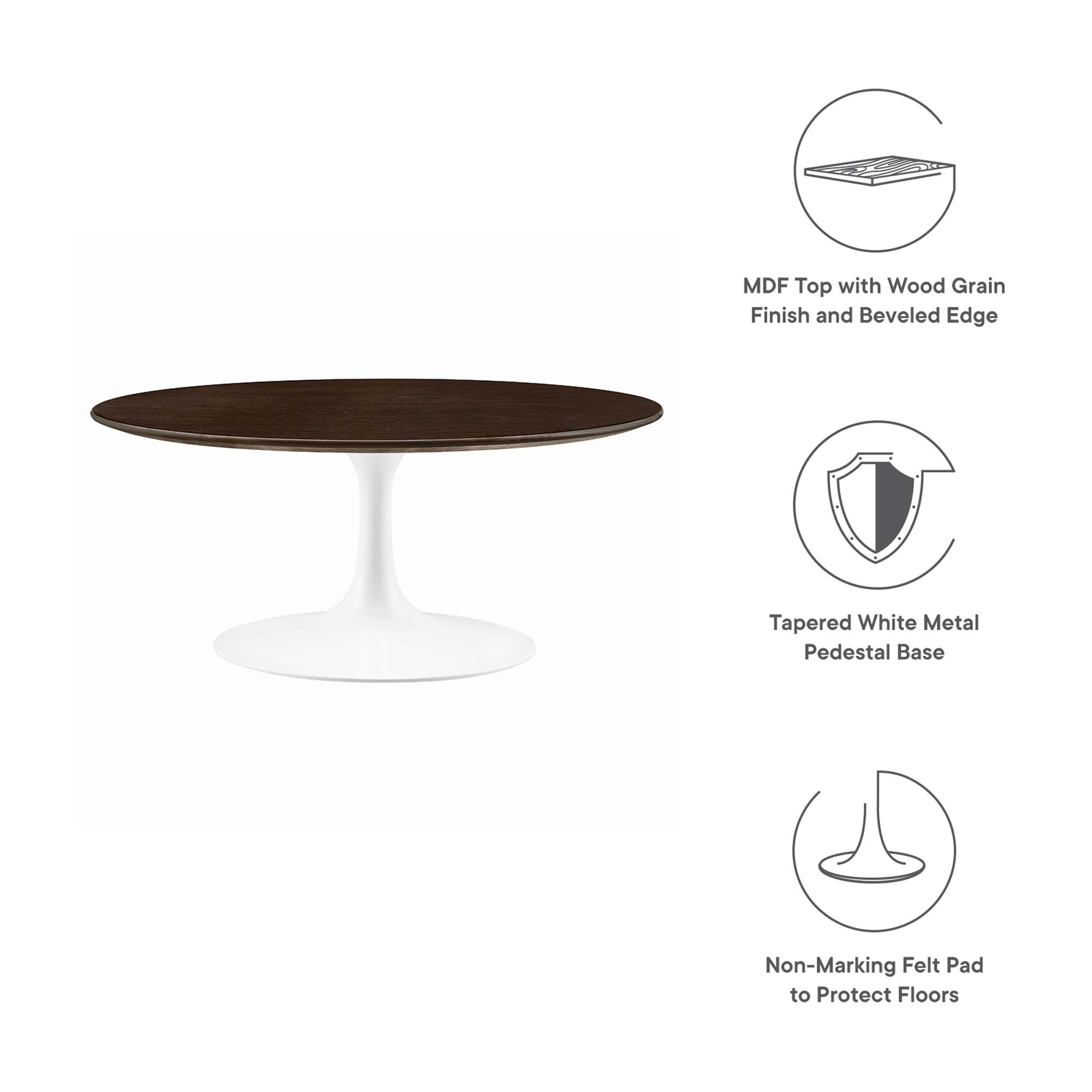 Lippa 36" Round Wood Coffee Table - White Cherry Walnut