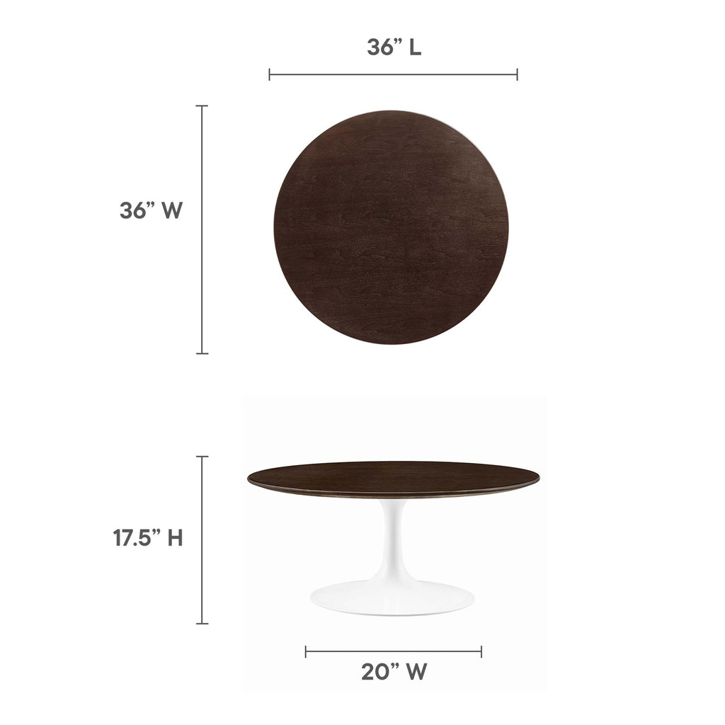 Lippa 36" Round Wood Coffee Table - White Cherry Walnut