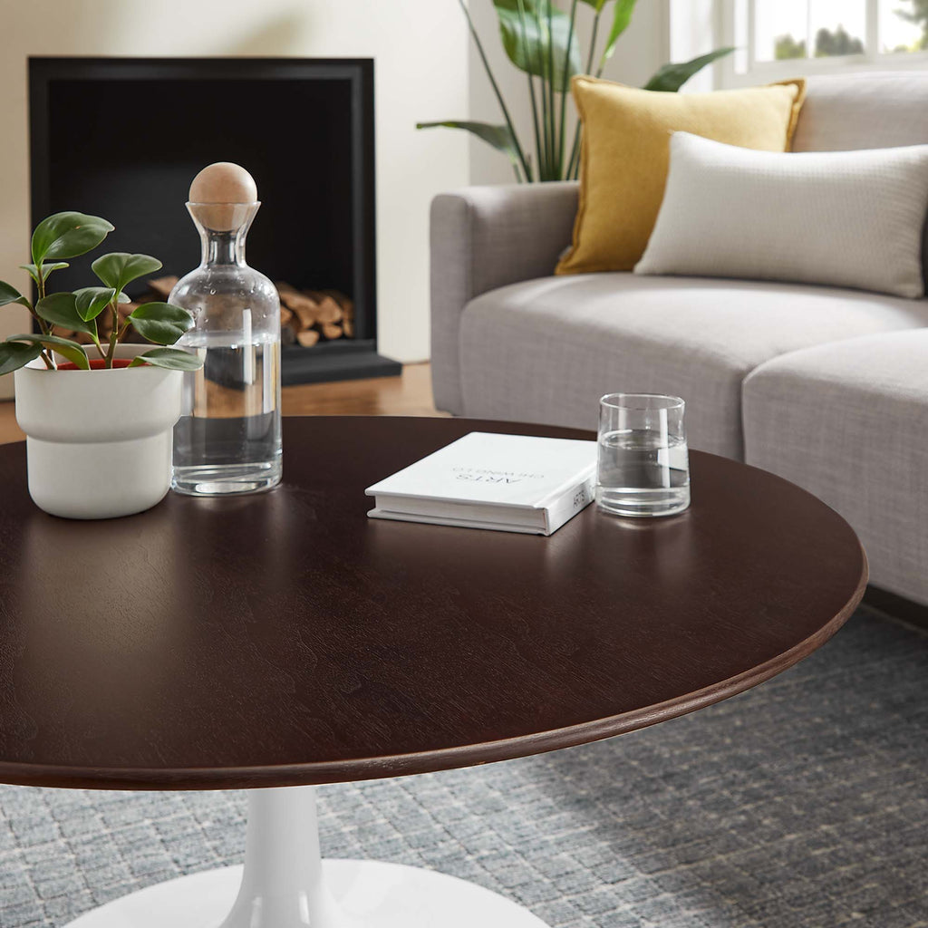 Lippa 36" Round Wood Coffee Table - White Cherry Walnut