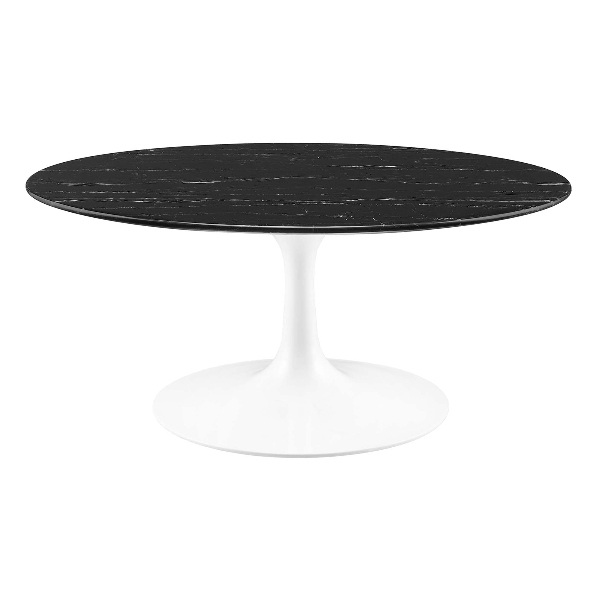 Lippa 36" Round Faux Marble Coffee Table - White Black
