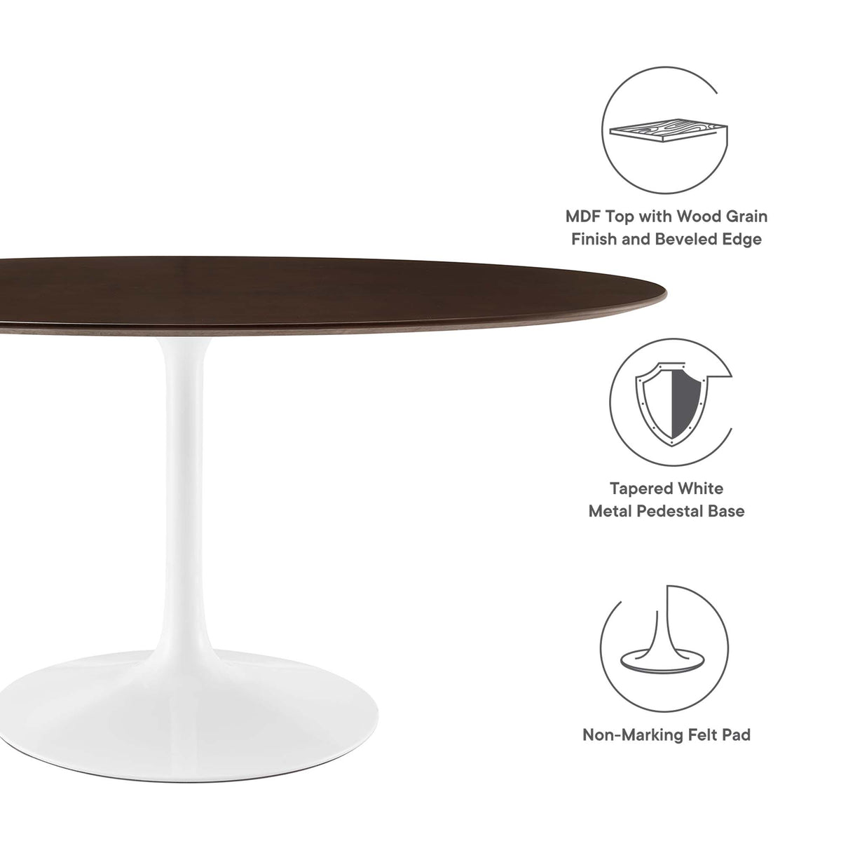 Lippa 60" Oval Cherry Walnut Wood Dining Table - White Cherry Walnut
