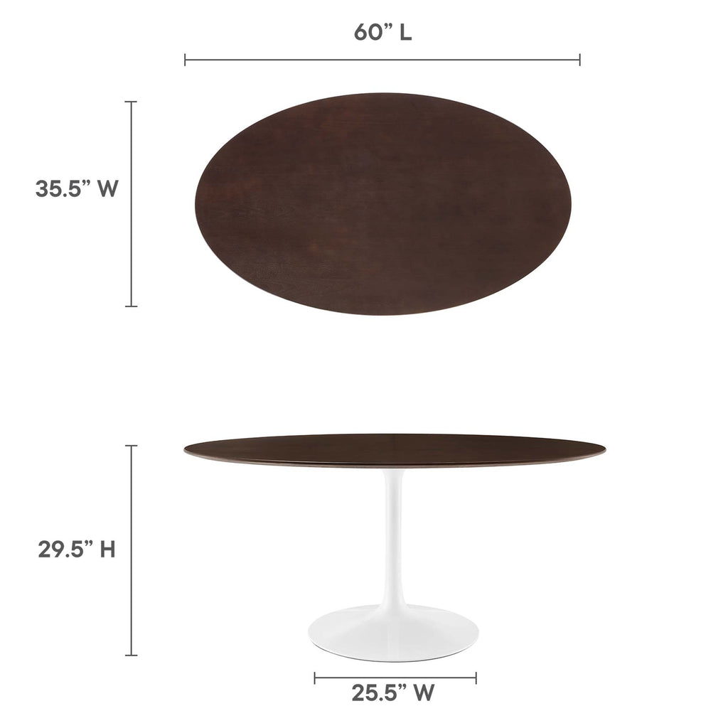 Lippa 60" Oval Cherry Walnut Wood Dining Table - White Cherry Walnut