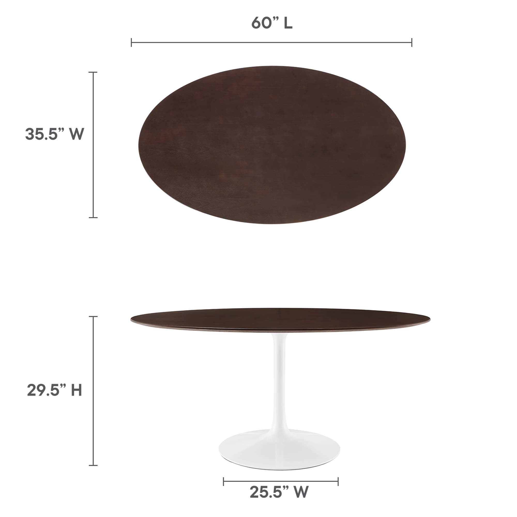 Lippa 60" Oval Cherry Walnut Wood Dining Table - White Cherry Walnut