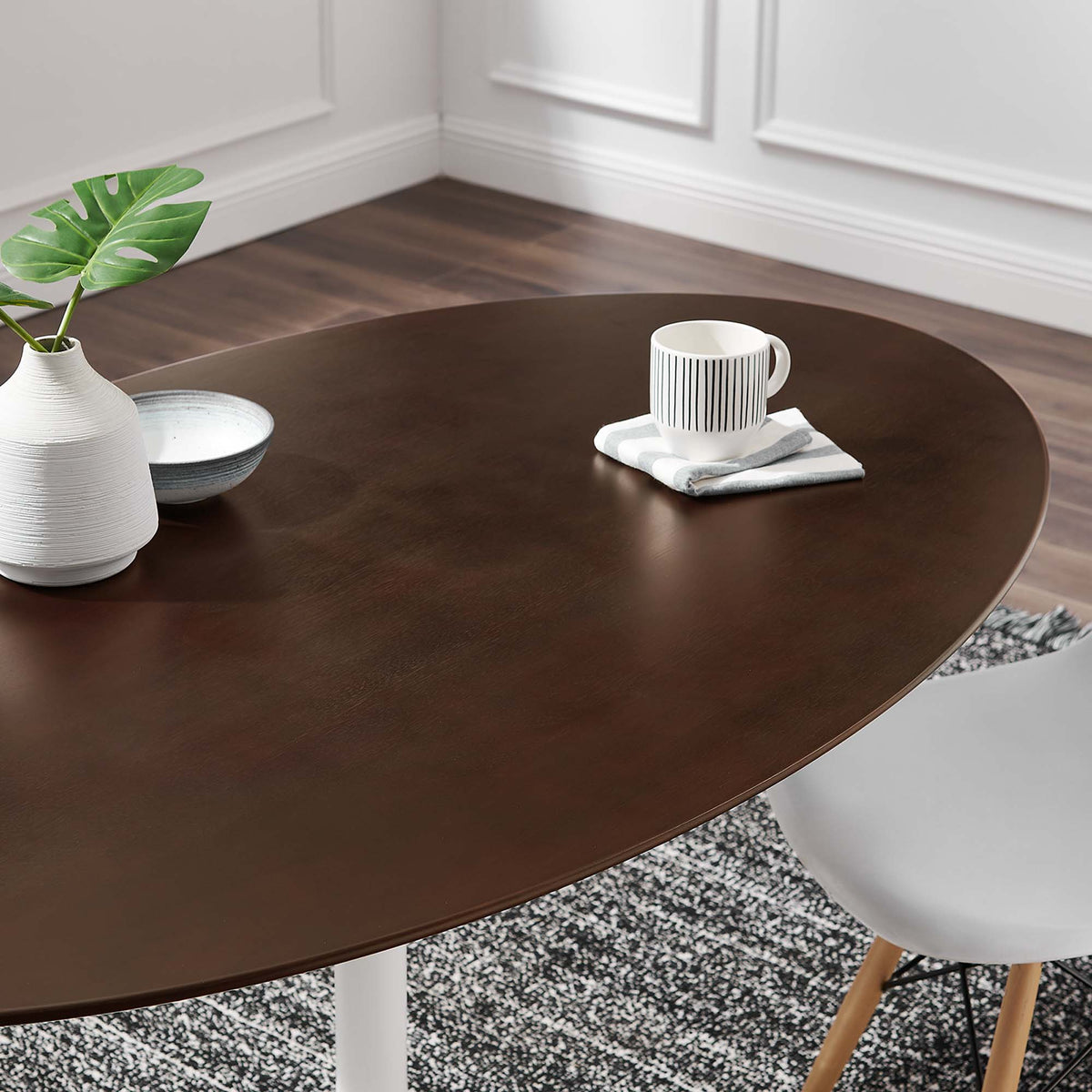 Lippa 60" Oval Cherry Walnut Wood Dining Table - White Cherry Walnut