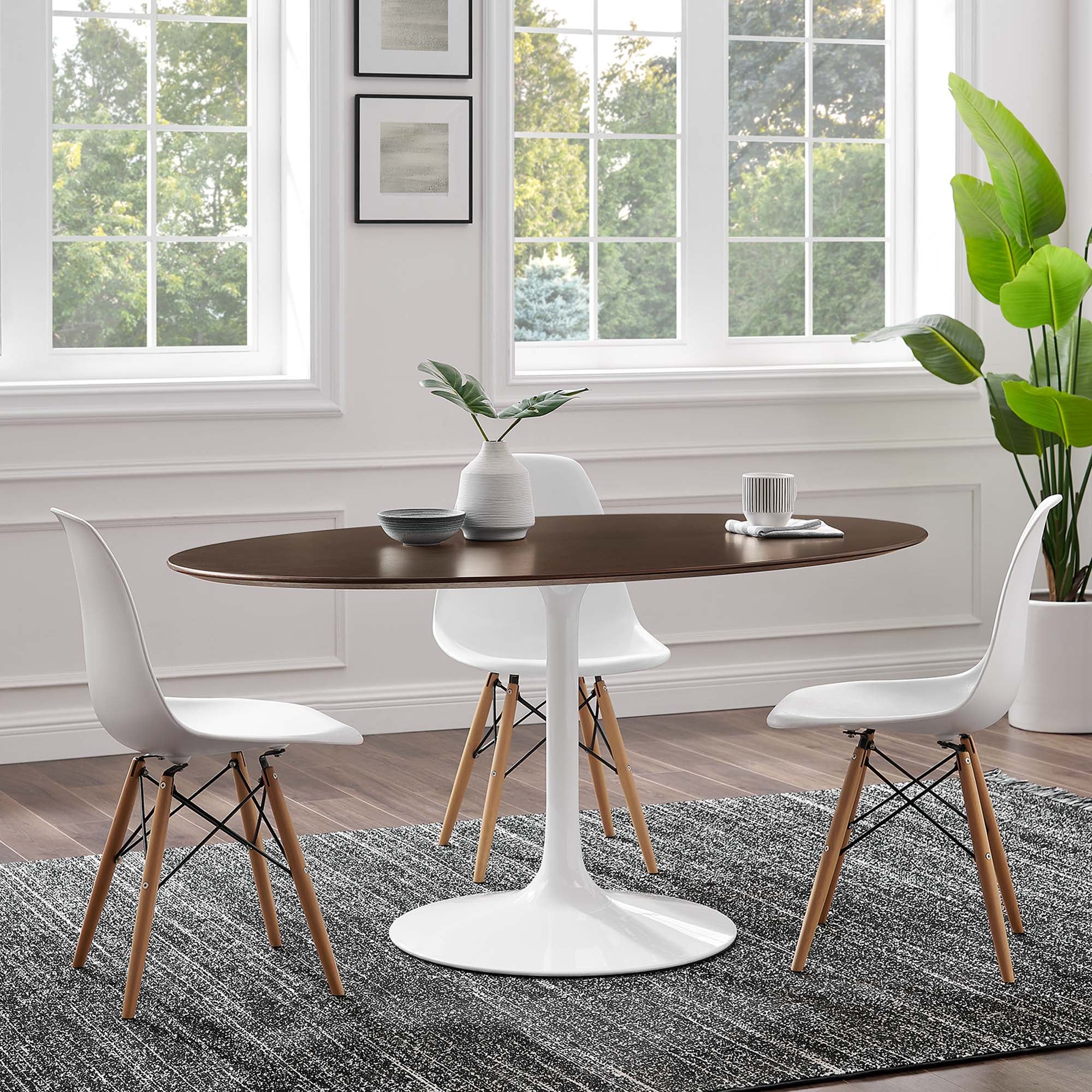 Lippa 60" Oval Cherry Walnut Wood Dining Table - White Cherry Walnut