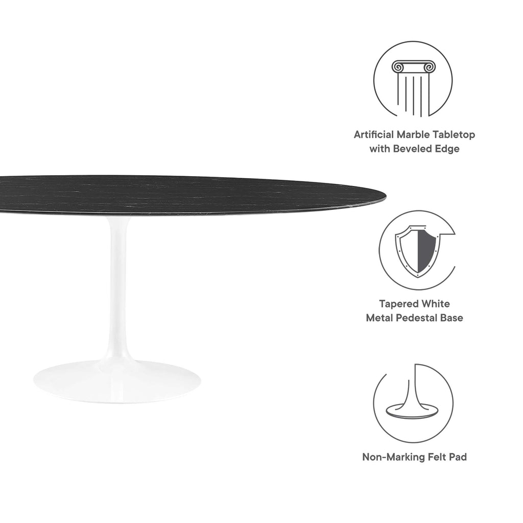 Lippa 78" Oval Faux Marble Dining Table - White Black