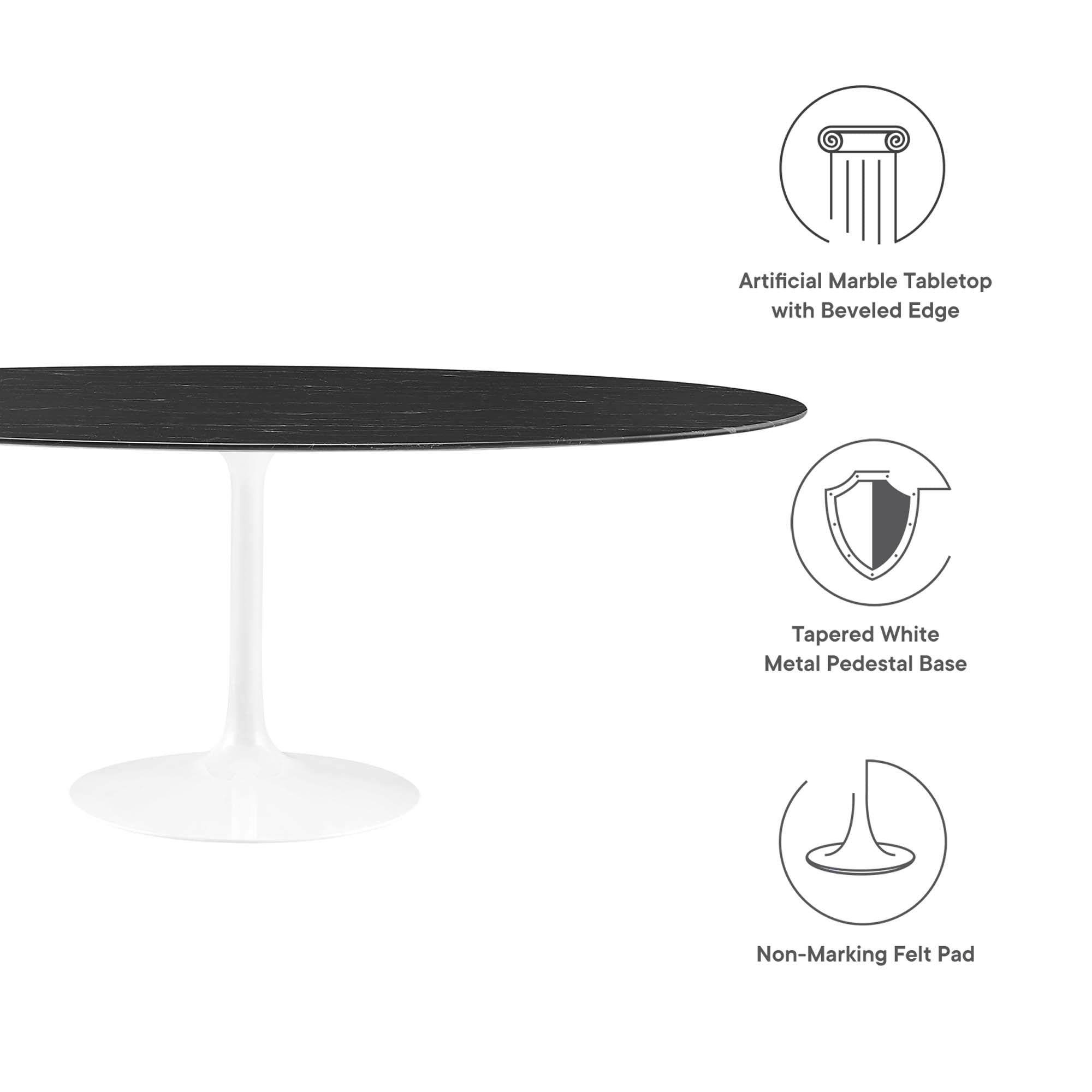 Lippa 78" Oval Faux Marble Dining Table - White Black